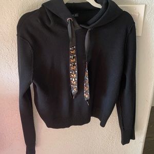 Black ZARA sweater with hoodie